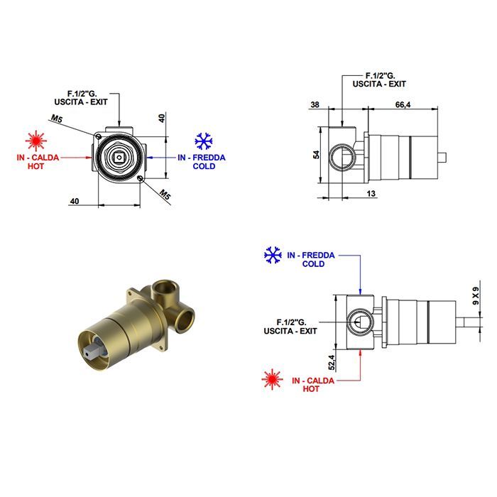 BONGIO LINEA Встраиваемая часть настенного однорычажного смесителя для раковины, артикул 09651