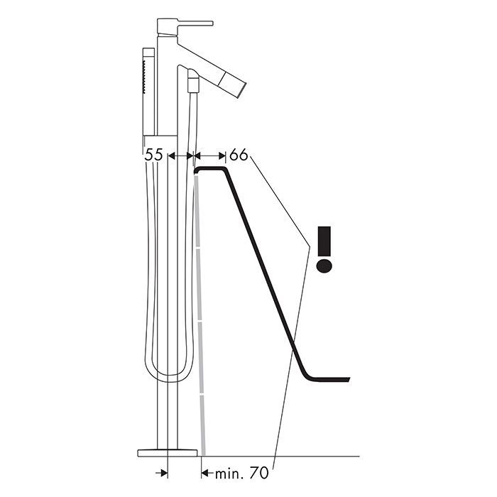 AX Starck Смеситель для ванны, однорычажный, с ручным душем, напольный, (внешняя часть), цвет: хром