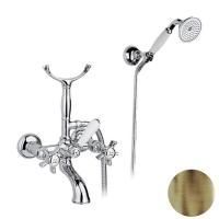 Nicolazzi Dames Anglaises Смеситель настенный для ванны с 2мя ручками, с переключателем ванна/душ, + комплект руч. душа, цвет: Bronze Plated
