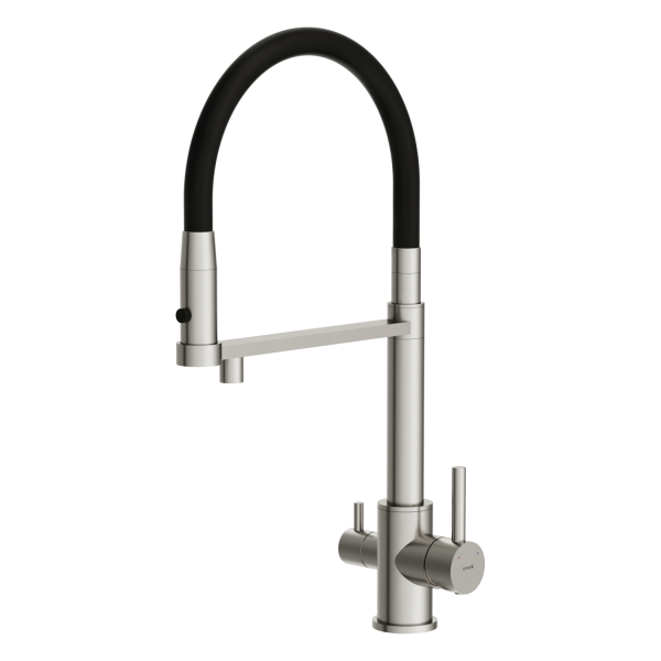 Смеситель для кухни Cersanit ZEN однорычажный с фильтром с гибким изливом сатин (68259)