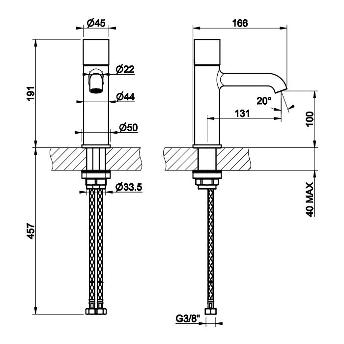 Gessi HABITO INTRECCIO Смеситель для раковины, без донного клапана, цвет Brass Brushed PVD