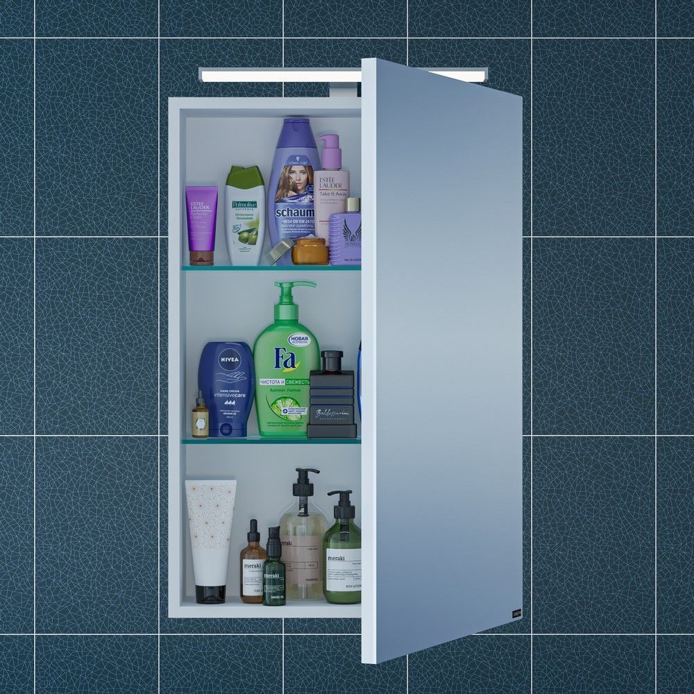 Зеркальный шкаф СаНта Стандарт 50 113015, цвет белый, с подсветкой