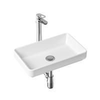 Комплект 3 в 1 Lavinia Boho Bathroom Sink Slim 21510224, накладная фарфоровая раковина 55 см, смеситель с донным клапаном, латунный сифон