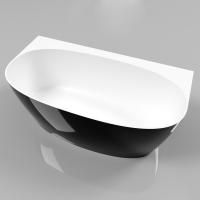 Ванна WHITECROSS Pearl A 155x80 (черный/белый глянец) иск. камень