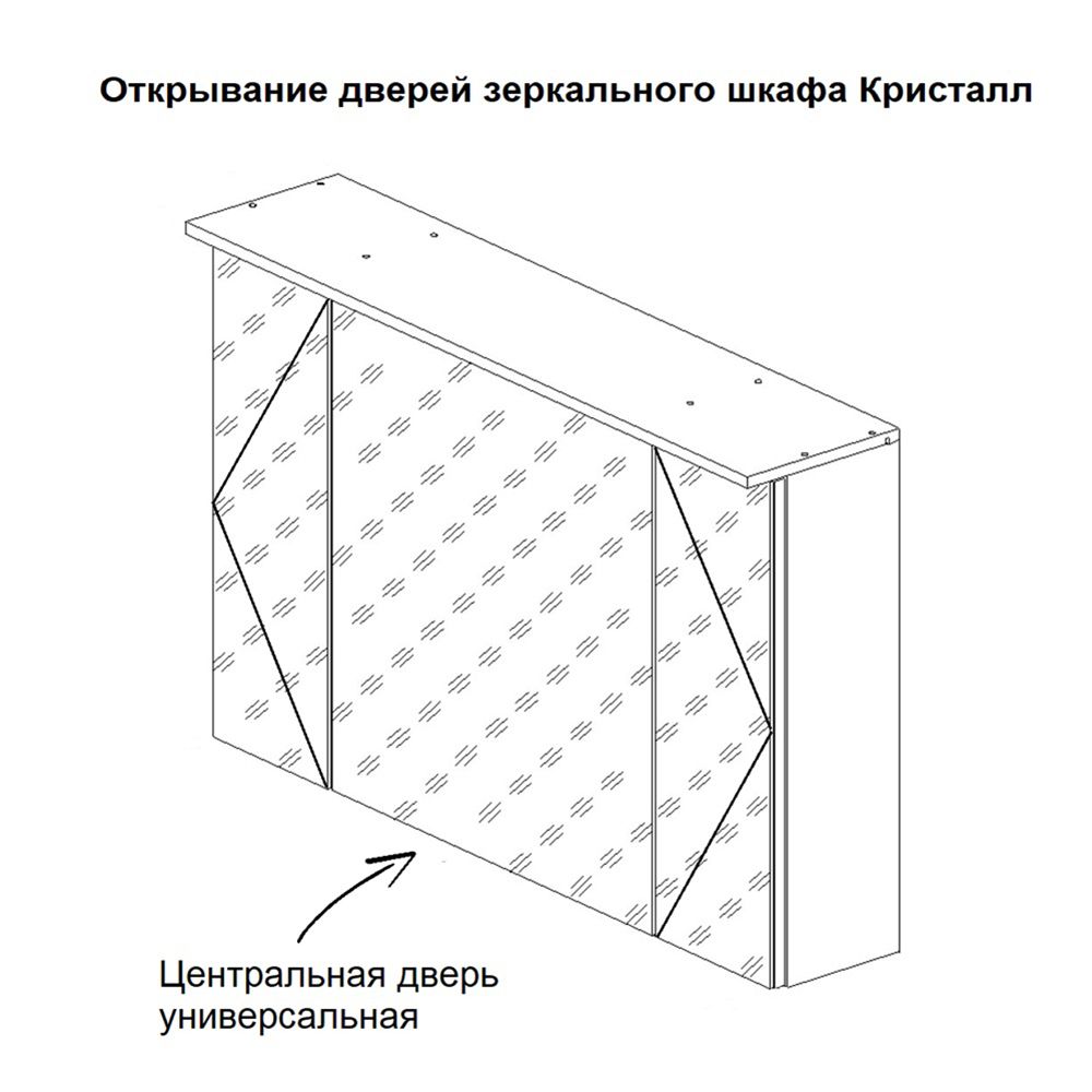 Зеркальный шкаф Бриклаер КРИСТАЛЛ 95 см, белый, артикул 4627125416002