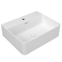 Раковина накладная Vinkel белая прямоугольная с полочкой под смеситель 520*420*155 (без ДК)