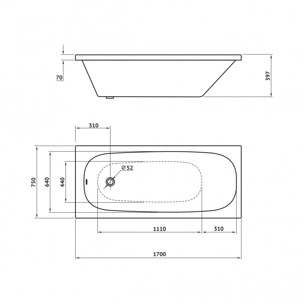 Ванна BERGES акриловая NELU 170x75 Ванна BERGES акриловая NELU 170x75