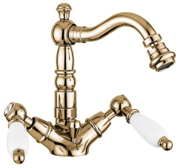 Emmevi Deco Ceramic, двухрычажный смеситель для биде с донным клапаном, цвет бронза