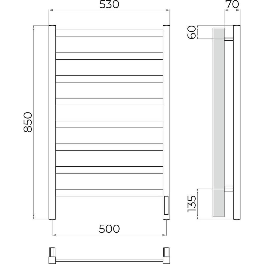 Полотенцесушитель электрический Terminus Ното П8 50х85, артикул 4670078544537
