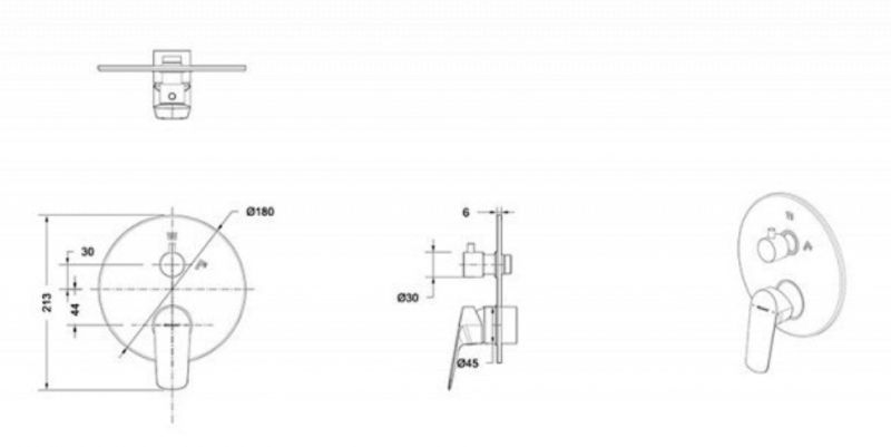 Смеситель для душа Bravat Rhein PB8429564BW-3-ENG Черный матовый