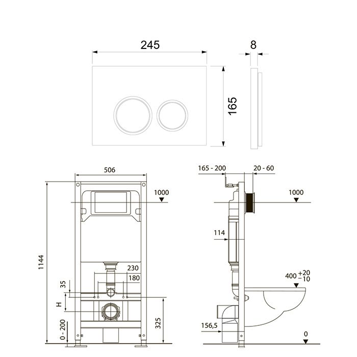 Комплект TECEspring, панель смыва с круглыми кнопками, хром глянцевый