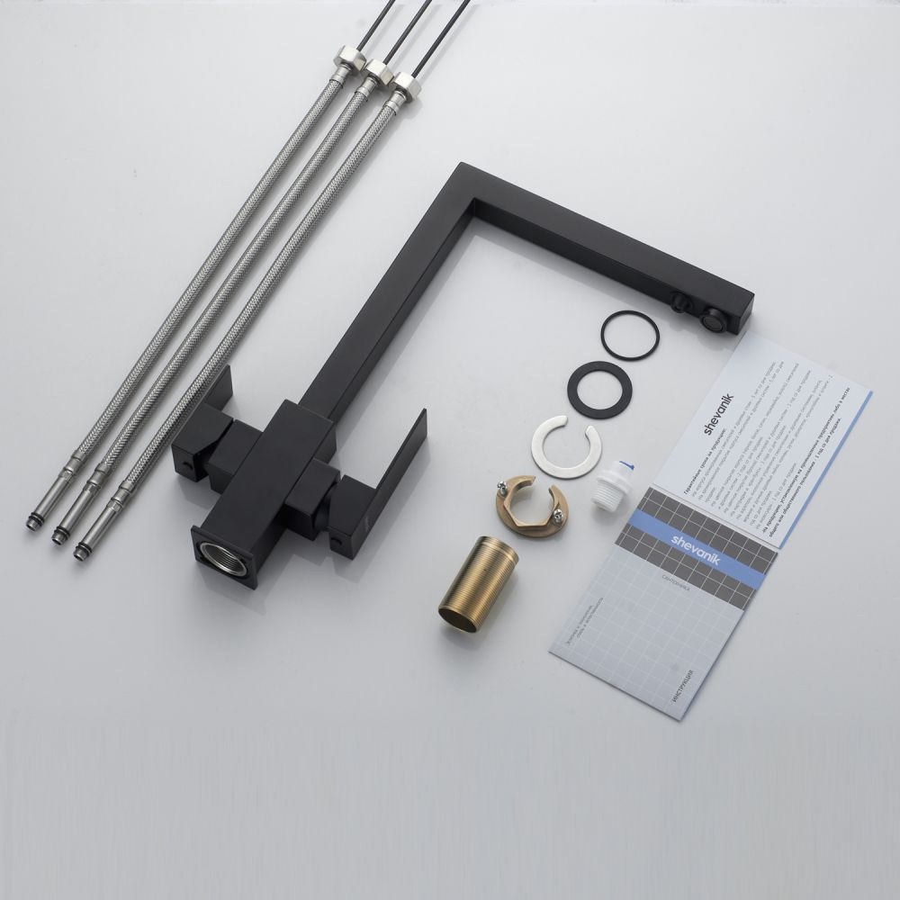 Смеситель для кухни с подключением фильтра Shevanik S148H, черный