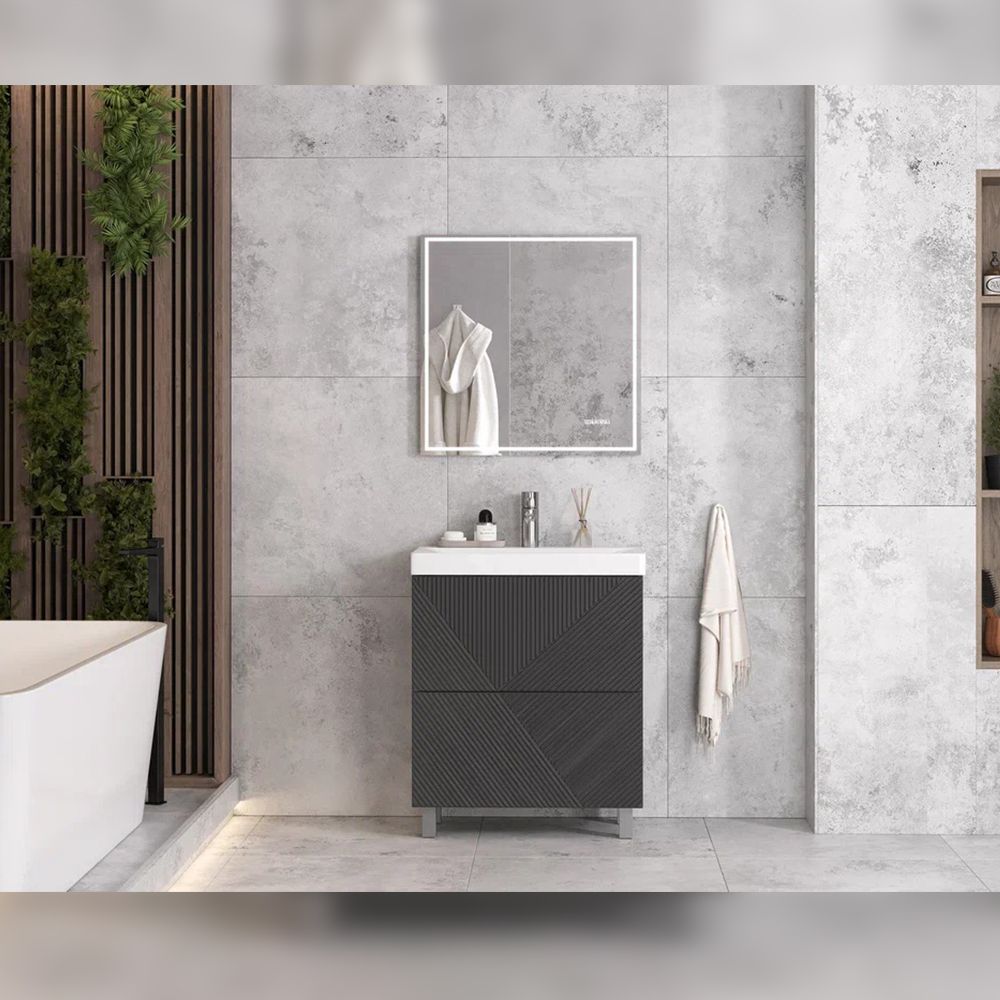 Тумба под раковину напольная Velvex Edge tn.EDG.9696.70.2Y графит, 70 см, артикул tn.EDG.9696.70.2Y графит