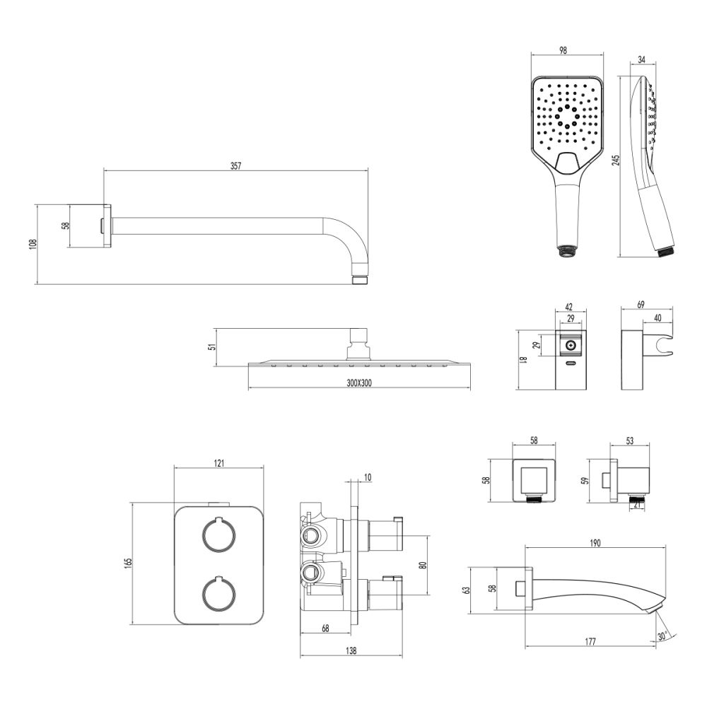 Душевая система Lemark Yeti термостатический для ванны и душа (LM7842С), артикул LM7842C