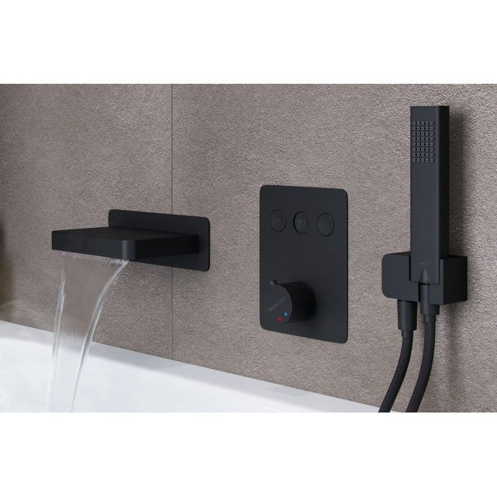 Термостатическая душевая система скрытого монтажа EXCELLENT Krotos AREX.SET.8046BL (черный мат)