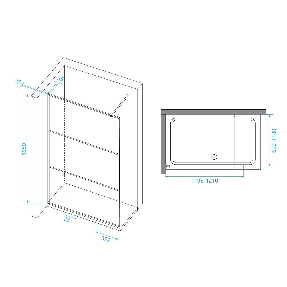Перегородка для душа RGW WA-111B (1200, Прозрачное)
