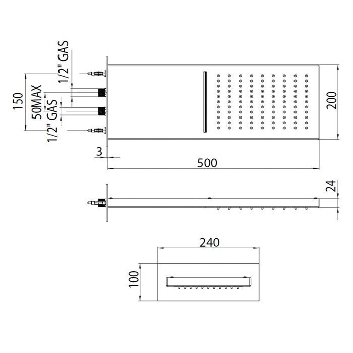 Верхний душ, Bossini, MANHATTAN, тип установки-настенный, размер душевого диска, мм-200*500*24, форма-прямоугольная, количество режимов-2, тип струи-дождь, каскад, держатель-в комплекте, цвет-хром Верхний душ, Bossini, MANHATTAN, тип установки-настенный, размер душевого диска, мм-200*500*24, форма-прямоугольная, количество режимов-2, тип струи-дождь, каскад, держатель-в комплекте, цвет-хром