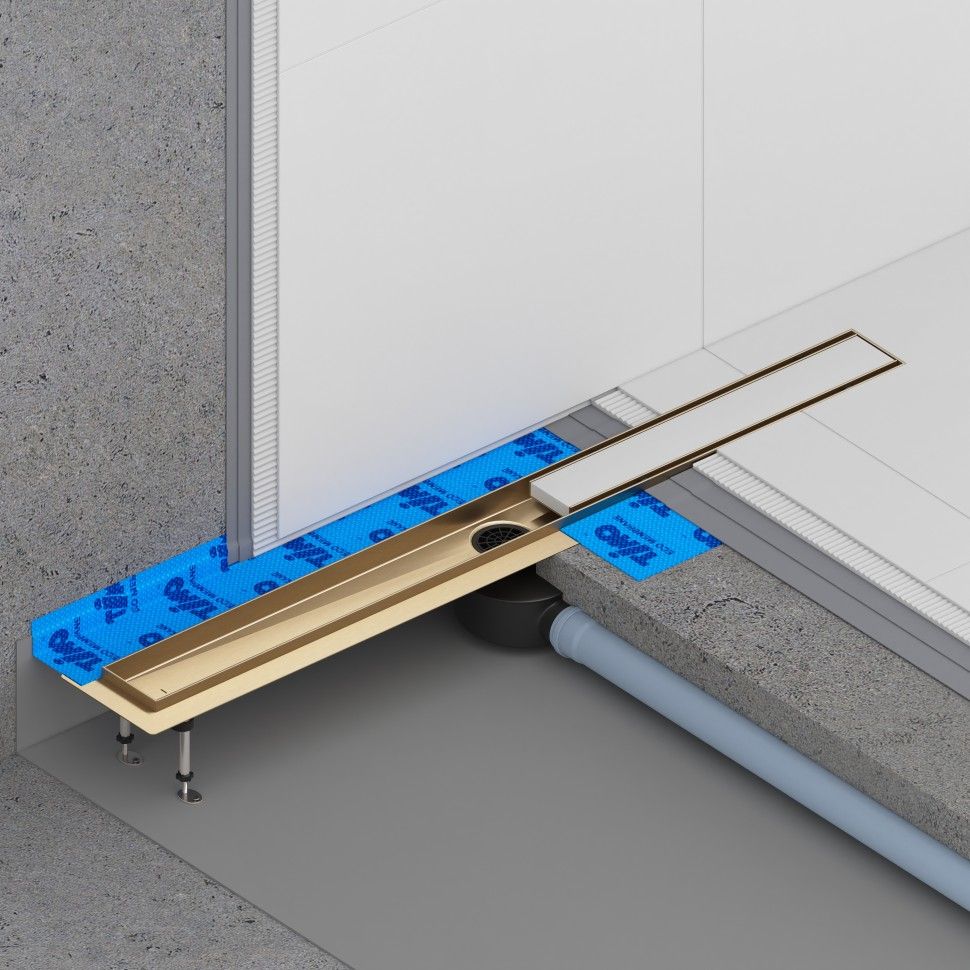 Душевой лоток (двухсторонняя решетка) TIMO Drain System DS230210/17, матовое золото