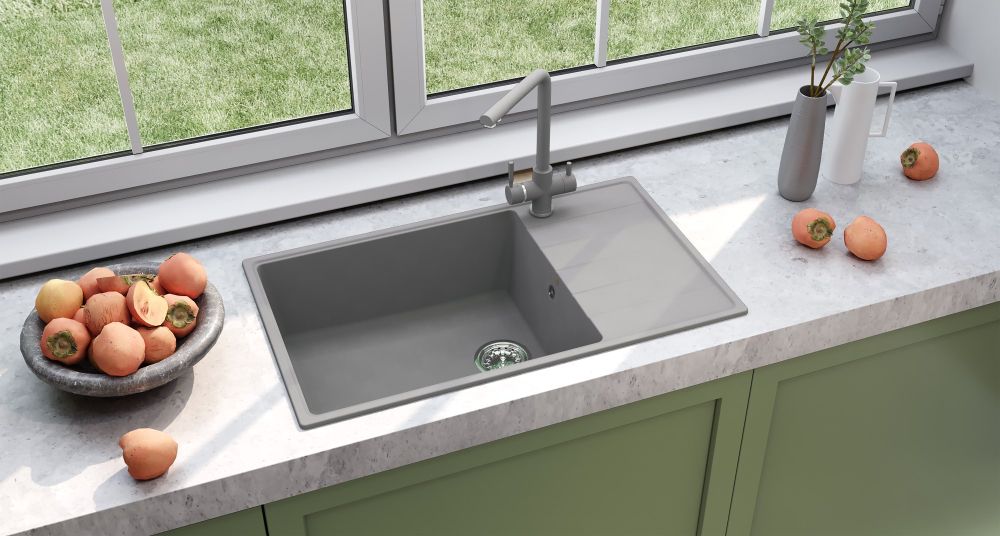 Кухонная мойка Ulgran Quartz Prima 860-05, бетон, артикул Prima 860-05