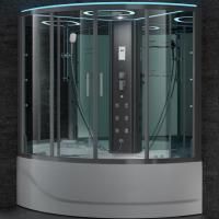 Душевой бокс SSWW BU612 L 150x150 с баней профиль Голубой сапфир матовый задняя стенка зеркальная