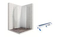 Душевой уголок Ambassador Diamond 12011112L-ST1, пятиугольный, линейный трап, 100х100