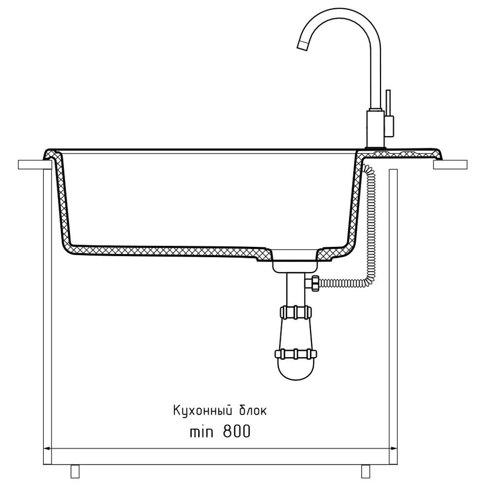 Кухонная мойка GranFest QUARZ 51, серый, артикул 51 серый