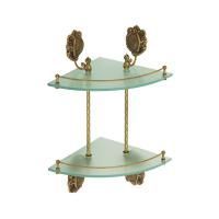 CLEOPATRA Полка c галереей угловая двойная, стекло матовое/бронза