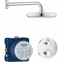 Набор для комплектации душа GROHE Grohtherm: встраиваемый Термостатический смеситель с переключателем верхний-ручной душ, круглая розетка, верхний душ Tempesta 210 с кронштейном, хром (34726000) Набор для комплектации душа GROHE Grohtherm: встраиваемый Термостатический смеситель с переключателем верхний-ручной душ, круглая розетка, верхний душ Tempesta 210 с кронштейном, хром (34726000)