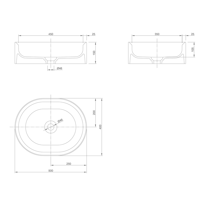 KNIEF Glow Раковина накладная  55х40х15 см  без перелива, без отв под смеситель, цвет белый матовый