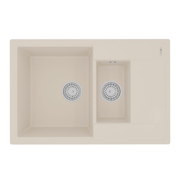 Кухонная мойка Lemark RAMZA 760 врезная прямоугольная с доп.чашей и крылом из кварцгранита цвет: Шампань  (9910042)