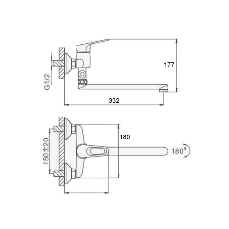 Смеситель для ванны D-Lin D140422, хром