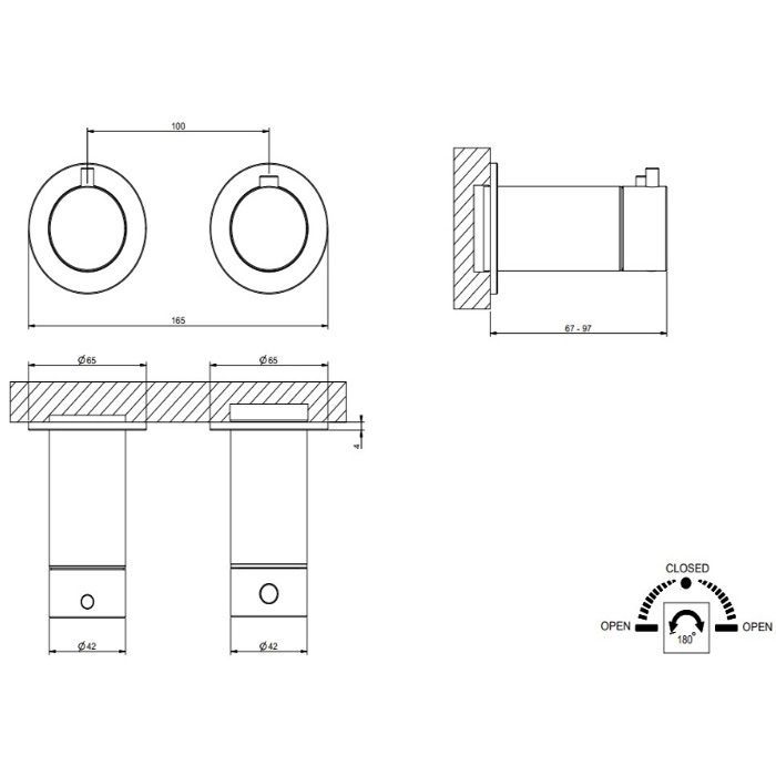 GESSI 316 Смеситель для душа встраиваемый, термостатический, с переключателем на 2 положения, внешняя часть, цвет Steel Brushed GESSI 316 Смеситель для душа встраиваемый, термостатический, с переключателем на 2 положения, внешняя часть, цвет Steel Brushed