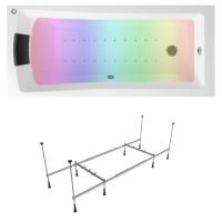 Аэромассажный комплект с хромотерапией 5 в 1 Lavinia Boho One 360740AC, акриловая ванна 150x70 см, каркас с монтажным набором, подголовник, хромотерапия, аэромассаж