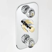 THG MANDARINE METAL Смеситель для душа встраиваемый, термостатический, с 2 запорными вентилями, внешняя часть, цвет хром/золото