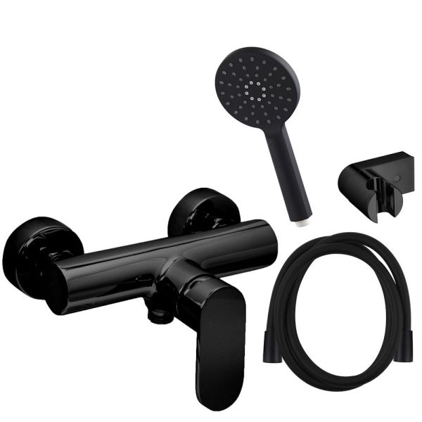AQG Beta, однорычажный смеситель для душа c набором для душа SETP, цвет черный матовый