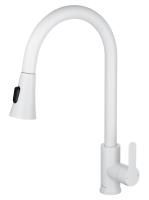 Смеситель для кухни с выдвижным изливом WONZON & WOGHAND, Белый матовый (WW-121E201L-MW)