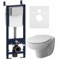 Комплект унитаза с инсталляцией AM.PM Sense IS301.741700 с сиденьем Микролифт и Белой клавишей смыва Комплект унитаза с инсталляцией AM.PM Sense IS301.741700 с сиденьем Микролифт и Белой клавишей смыва