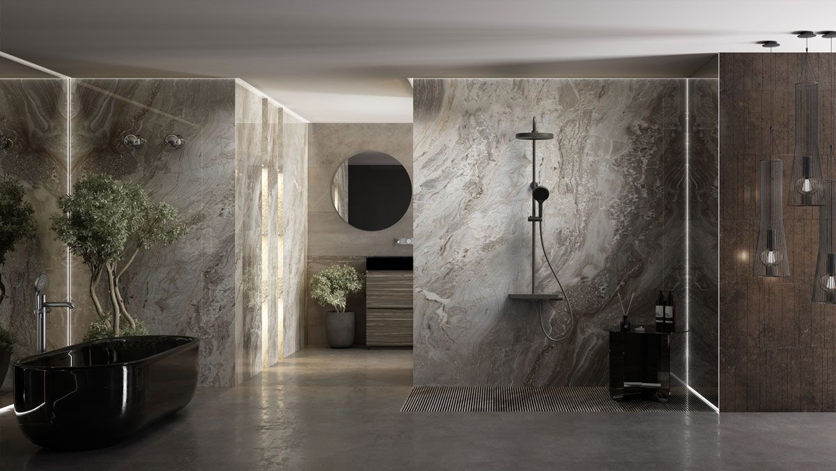 душевые стойки Vincea Душевая стойка Inspire VSFS-3I12TMB термостатическая с изливом, 30см верх.душ, черный,