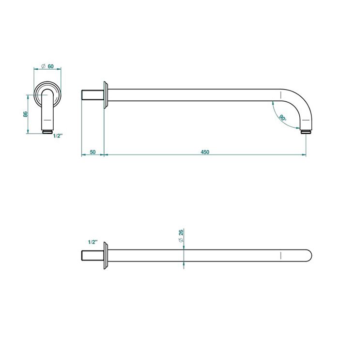 THG PETALE DE CRISTAL CLAIR Держатель верхнего душа 450 мм., настенный монтаж, цвет полированное золото