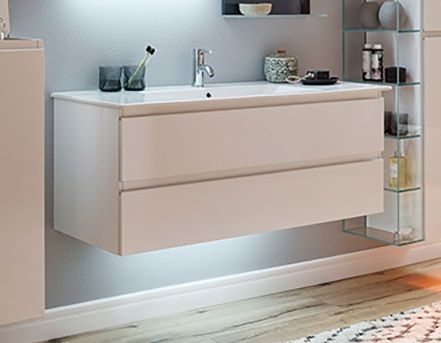 Marlin 3290fair, тумба под раковину 97 см (2 одинаковых по высоте ящика), цвет белый шелковый глянец, артикул GWKHSA9(286/286)