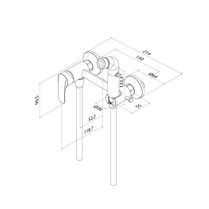Смеситель с гигиеническим душем, глянцевый хром, Ray, IDDIS, RAYSB00i08, артикул RAYSB00i08