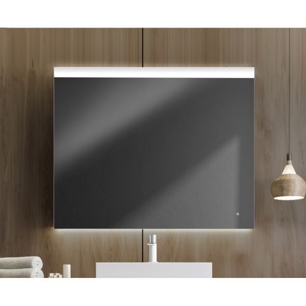 Xpertials CIES, прямоугольное зеркало 100х80 см c LED подсветкой: датчик вкл/выкл подсветки с диммером и датчик антизапотевания, профиль матовый хром