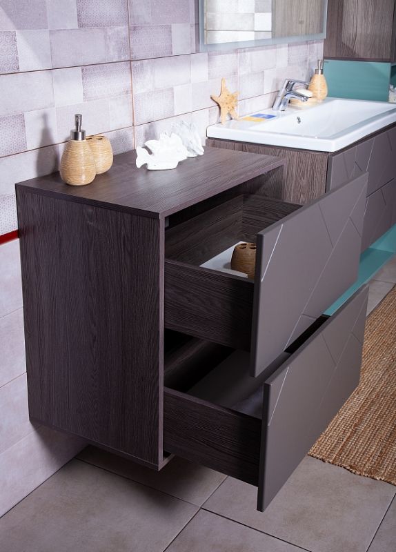 Комод Бриклаер Кристалл 60 подвесной Ясень Анкор темный