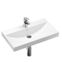 Комплект 3 в 1 Lavinia Boho Bathroom Sink 21510412, врезная фарфоровая раковина 80 см, смеситель с донным клапаном, латунный сифон