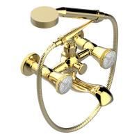 THG HIRONDELLES Смеситель для ванны, настенный, с ручным душем, цвет Gold color PVD