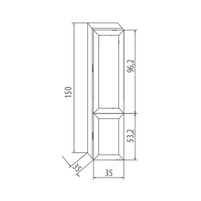 EBAN Marta 150, колонна подвесная 35*35*h150, левая-SX , c 1 бол.расп.дв., 1 мал.рас.дверки, без ручек,цвет: FUNE