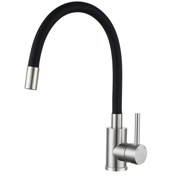 Смеситель для кухни с гибким изливом GranFest 5433, черный