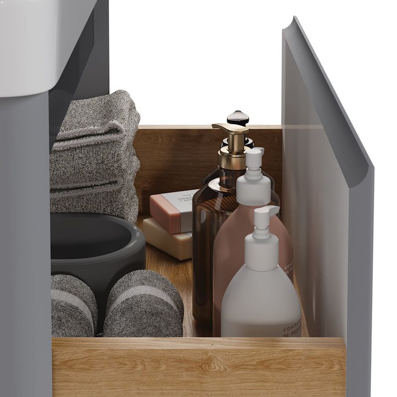 Тумба с раковиной подвесная/напольная Dreja Luxury Plus 50 см, серый базальт, артикул 99.2028-com