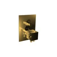 Bongio Domino Q Встраиваемый термостат для душа, на 2 источника, внутренняя+внешняя часть, цвет золото