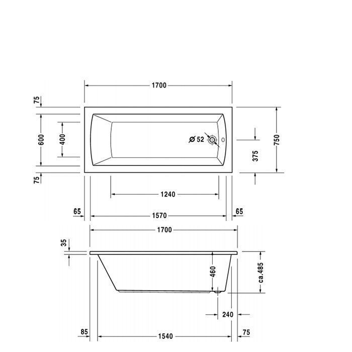 Duravit Комплект слива-перелива квадратно-овальный Quadroval, цвет: хром